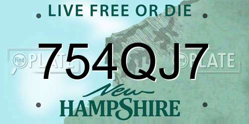754QJ7 New Hampshire License Plate