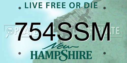 754SSM New Hampshire License Plate
