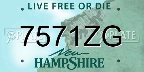 7571ZG New Hampshire License Plate