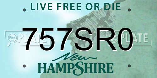 757SR0 New Hampshire License Plate