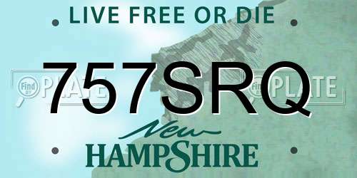 757SRQ New Hampshire License Plate