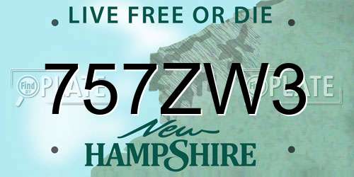 757ZW3 New Hampshire License Plate