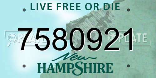 7580921 New Hampshire License Plate