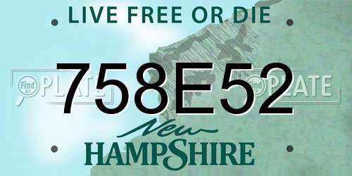 758E52 New Hampshire License Plate