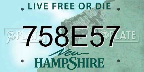 758E57 New Hampshire License Plate