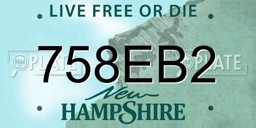 758EB2 New Hampshire License Plate