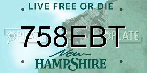 758EBT New Hampshire License Plate