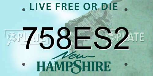 758ES2 New Hampshire License Plate