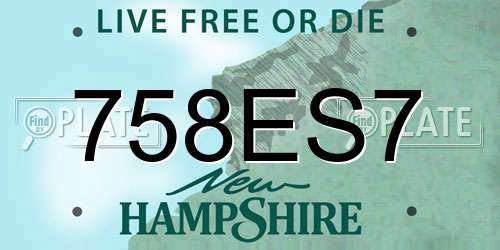 758ES7 New Hampshire License Plate