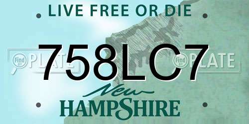 758LC7 New Hampshire License Plate