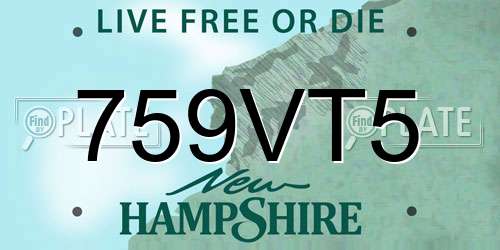 759VT5 New Hampshire License Plate