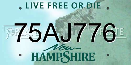 75AJ776 New Hampshire License Plate