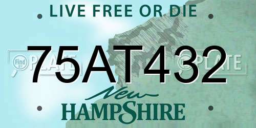 75AT432 New Hampshire License Plate