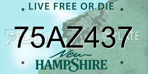 75AZ437 New Hampshire License Plate