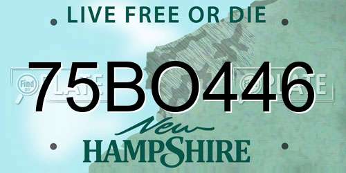 75BO446 New Hampshire License Plate