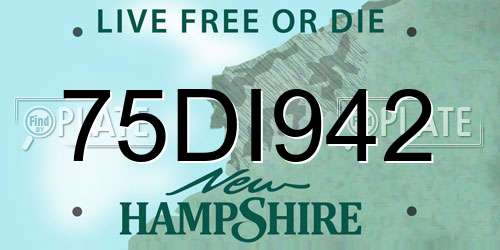 75DI942 New Hampshire License Plate