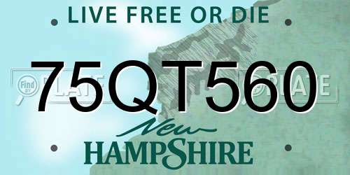 75QT560 New Hampshire License Plate