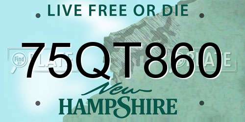 75QT860 New Hampshire License Plate
