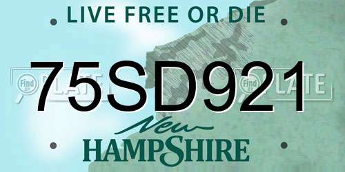 75SD921 New Hampshire License Plate