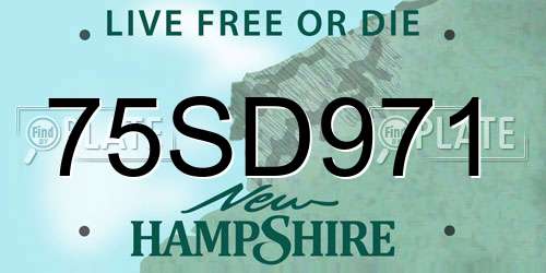 75SD971 New Hampshire License Plate