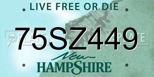 75SZ449 New Hampshire License Plate
