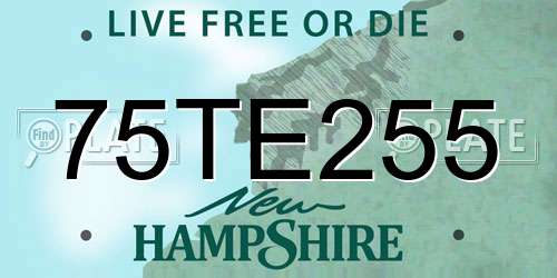 75TE255 New Hampshire License Plate