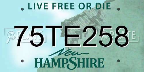 75TE258 New Hampshire License Plate