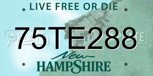 75TE288 New Hampshire License Plate