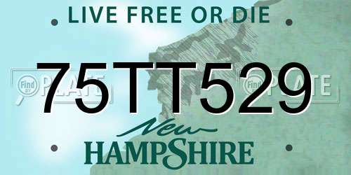 75TT529 New Hampshire License Plate