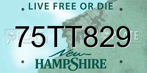 75TT829 New Hampshire License Plate