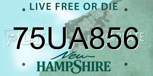 75UA856 New Hampshire License Plate