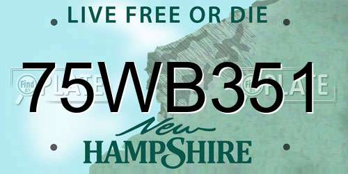75WB351 New Hampshire License Plate