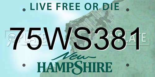 75WS381 New Hampshire License Plate
