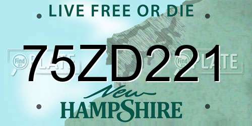 75ZD221 New Hampshire License Plate