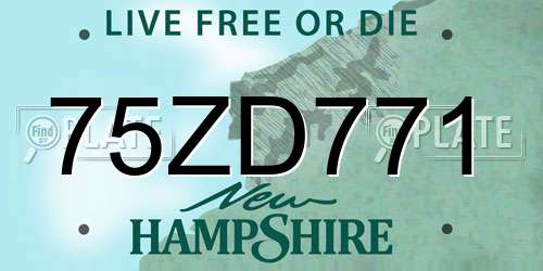 75ZD771 New Hampshire License Plate