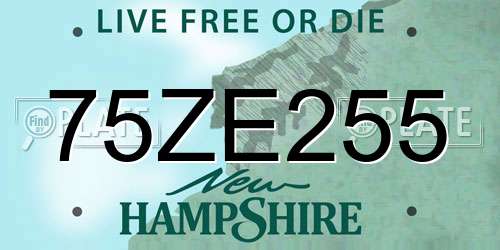 75ZE255 New Hampshire License Plate