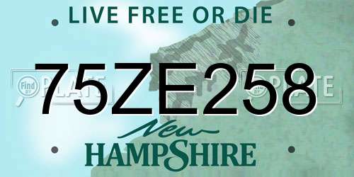 75ZE258 New Hampshire License Plate