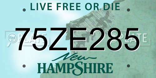 75ZE285 New Hampshire License Plate