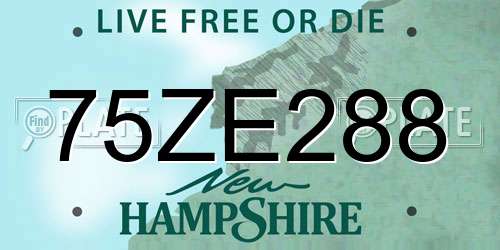 75ZE288 New Hampshire License Plate