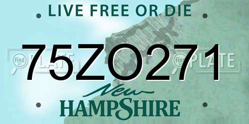 75ZO271 New Hampshire License Plate