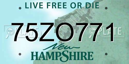 75ZO771 New Hampshire License Plate