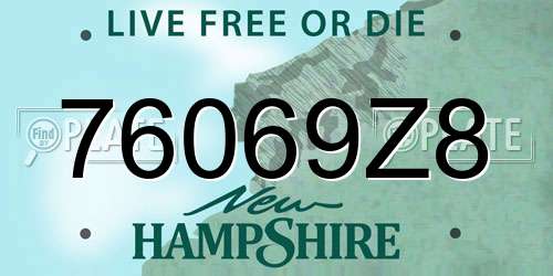 76069Z8 New Hampshire License Plate