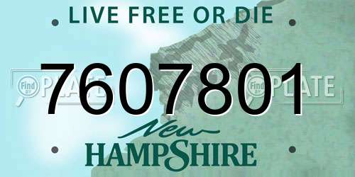 7607801 New Hampshire License Plate