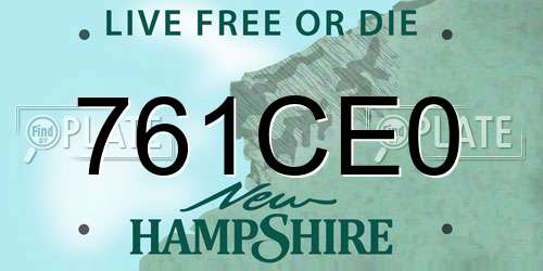 761CE0 New Hampshire License Plate