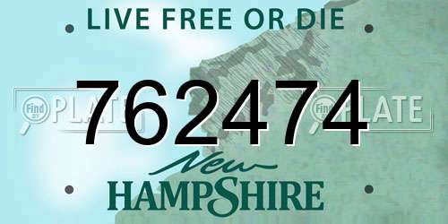 762474 New Hampshire License Plate