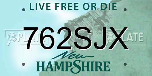 762SJX New Hampshire License Plate