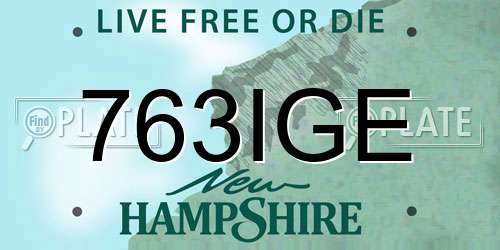763IGE New Hampshire License Plate