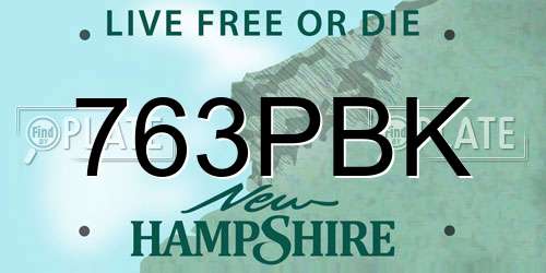 763PBK New Hampshire License Plate