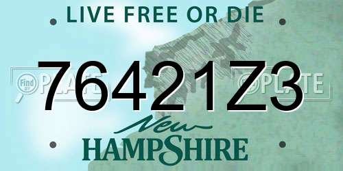 76421Z3 New Hampshire License Plate