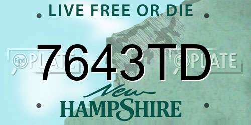 7643TD New Hampshire License Plate